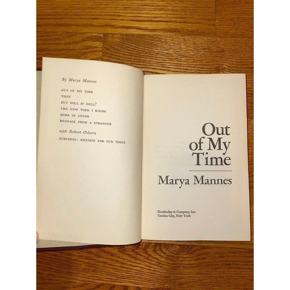 Out of My Time Hardcover 1972 by Marya Mannes